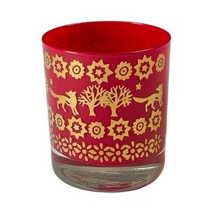 Emma Bridgewater JOY Home for Christmas 3.5” Fox & Tree Red & Gold Candle Holder